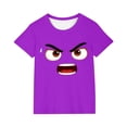 thumbnail image 2 of Blusas y camisas de manga corta con cuello redondo para niños y niñas, color liso, con estampado de expresión linda, manga corta, holgadas y cómodas, blusa para niña, 2 of 6