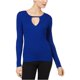 thumbnail image 2 of INC Womens Keyhole Knit Sweater, Azul, Mediano I-N-C Tejer, 2 of 2
