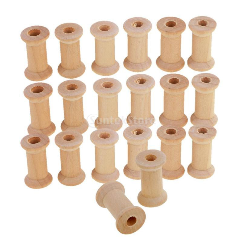 24 Pack Unfinished Wooden Spools for Crafts, Sewing, Thread, Twine, Ribbon,  2 x 1.5 in