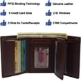 thumbnail image 6 of Swiss Marshall Men's RFID Blocking Premium Leather Classic Trifold Wallet Burgundy, 6 of 9