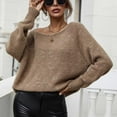 thumbnail image 6 of LYXSSBYX Women Fall Sweaters for Women 2022 Hot Sale Clearance Women's Hedging O-Neck Loose Solid Color Temperament Long Sleeve Strapless Sexy Knitting Tops Sweater, 6 of 9