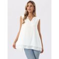thumbnail image 3 of DARING DIVA Women's Chiffon V Neck Double Layer Flowy Tunic Shirts L White, 3 of 8