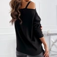 thumbnail image 5 of Babysbule Womens Tops Sets Blouse Women's Casual Round Neck Solid Color Leaking Shoulder Long Sleeve Pullover Tops Blouses Fall Saving, 5 of 9