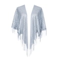 thumbnail image 1 of CHAL Y ENVOLTORIOS INSPIRADORES CHIC para Vestidos de Noche, Bufandas Triangulares de Encaje con Flecos para Bodas y Fiestas Formales 70.9"x27.6" Gris, 1 of 5