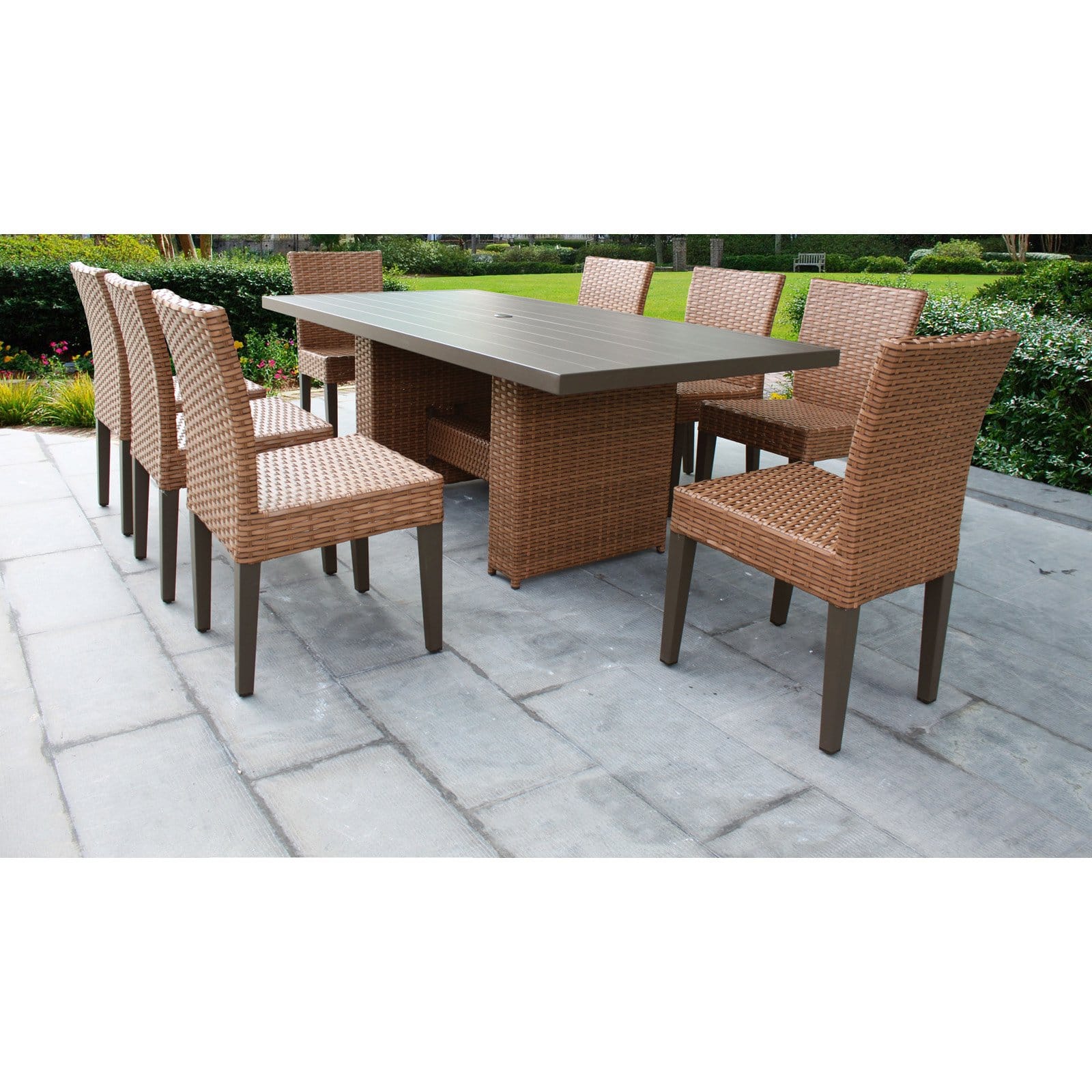 TK Classics Laguna Wicker 9 Piece Patio Dining Set with Armless Chairs - image 2 of 3