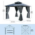 thumbnail image 5 of Dextrus 12ft x12ft Double Roof Hardtop Gazebo with Netting&Curtains, Outdoor Aluminum Gazebo with Heavy Duty Galvanized Steel,Ideal for Patio Lawn and Garden,Grey Curtain, 5 of 5