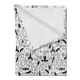 thumbnail image 2 of Yoga Soft Flannel Fleece Throw Blanket, Monochrome Poses from Eastern Technique East Stars Flowers Motifs, Cozy Plush for Indoor and Outdoor Use, 50" x 70", Black White, by Ambesonne, 2 of 5
