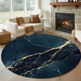 thumbnail image 2 of Round Rug 5ft Area Rug, Marble Texture Pattern Area Rugs for Living Room Bedroom, Gold Geometric Line Floor Mat Non-Slip Non-Shedding Carpet Indoor Accent Rugs, 2 of 9