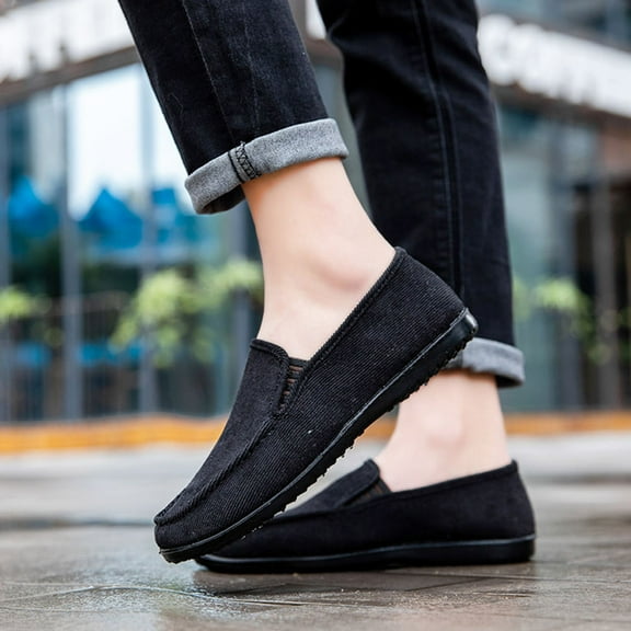 MLINS Soft Sole Casual Shoes Slip 's Loafers for Man Black