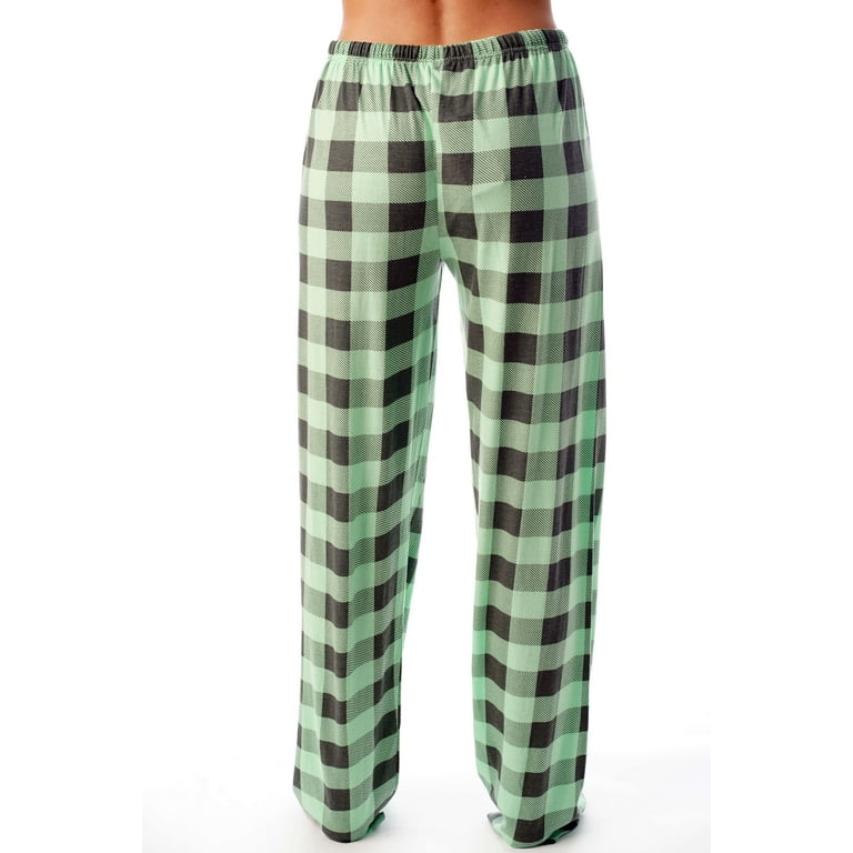 Women Buffalo Plaid Pajama Pants Sleepwear,White Black Buffalo Plaid,Medium