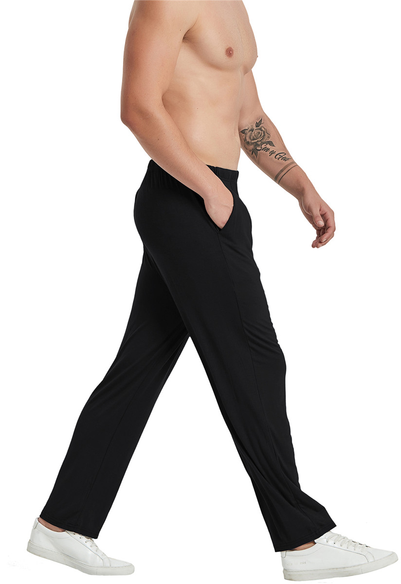 Mofiz Men Super Soft Modal Sleep Pants Stretch Pajama Pants Black M