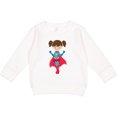 thumbnail image 2 of Inktastic Superhero Girl, Cute Girl, Brown Hair, Red Cape Toddler Sweatshirt, 2 of 4