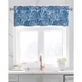 thumbnail image 2 of Navy Blue Coral Linen Curtain Valance for Bedroom/Bathroom/Kitchen/Office/Living/Dining Room Windows,Summer Beach Sea Abstract Geometric White Pocket Topper Drapes Decorative Cafe Drapery Panel 60x18, 2 of 6