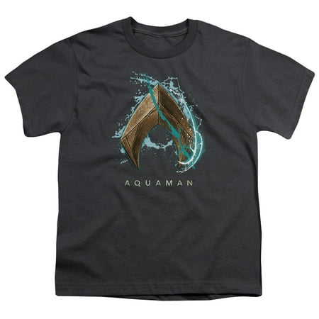 Aquaman Movie Water Shield S/S Youth 18/1 T-Shirt Charcoal