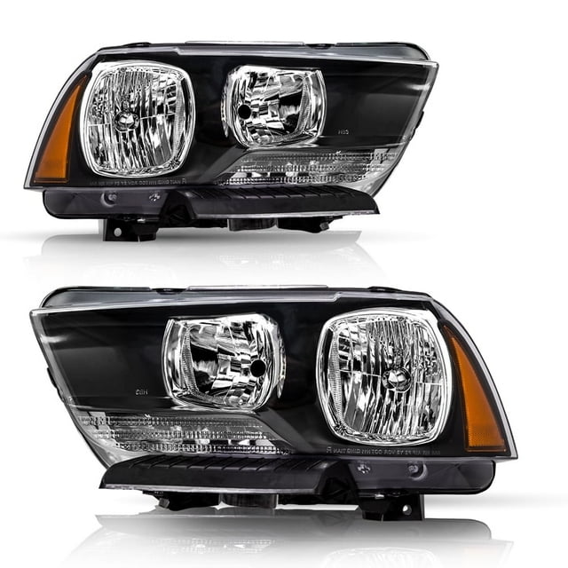For 2011-2014 Dodge Charger Black Housing Halogen Headlamp Headlights Left+Right