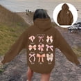 thumbnail image 2 of Fshinging Oversized Sweatshirt for Women Bow Letter Graphic Long Sleeve Drawstring With Pockets Casual Clothes, 2 of 7