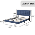 thumbnail image 4 of Unizone Bed Frame Queen Size with Upholstered Headboard, Modern Tufting Style, Blue, 4 of 12