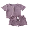 thumbnail image 1 of Unisex Baby Solid Color  Neck Short Sleeve Tee Shorts Set, 1 of 6
