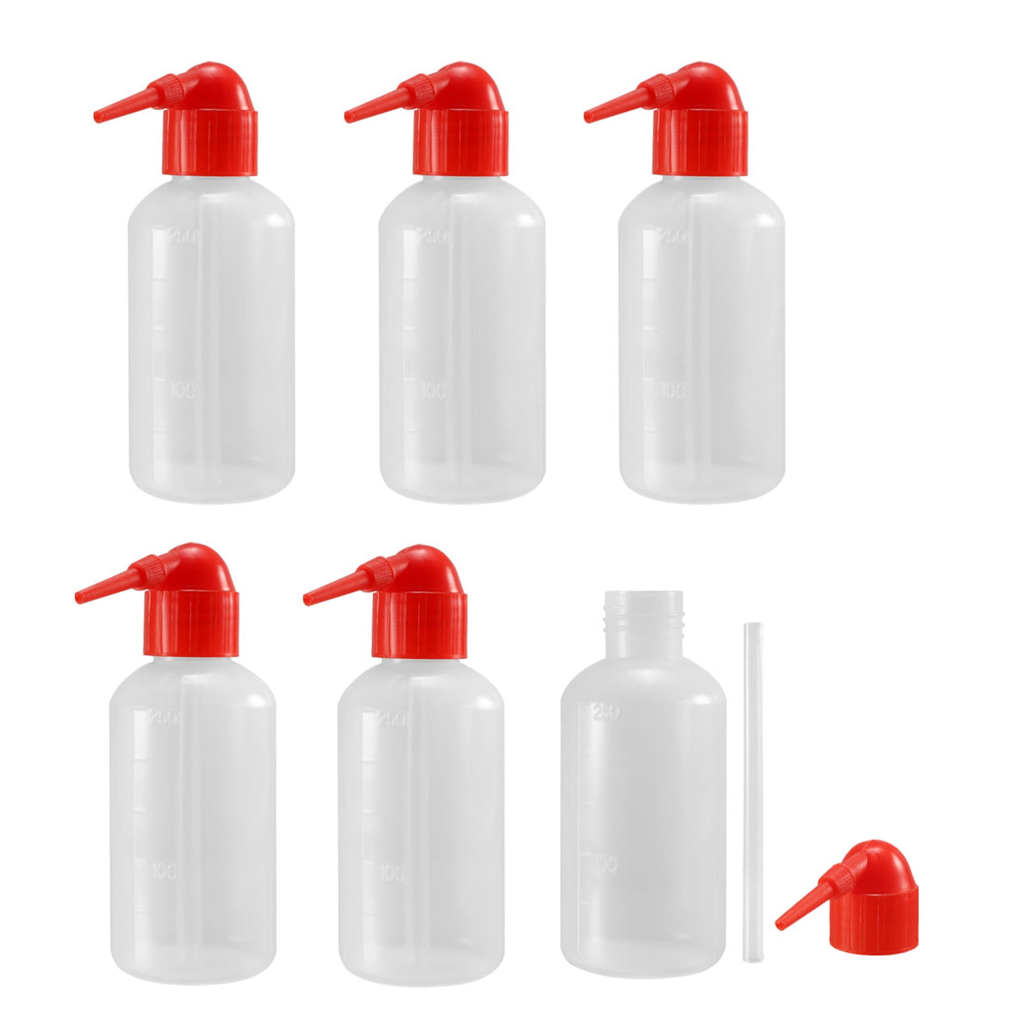 Plastic Wash Bottle Squeeze Bottle 250ml/8.5oz Red Narrow Mouth Lab Tip