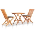 thumbnail image 1 of vidaXL 3 Piece Bistro Set with Grey Cushions Solid Teak Wood, 1 of 5