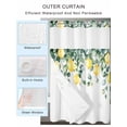 thumbnail image 2 of No Hook Cloth Fabric Shower Curtain with Snap in Liner, Lemon Leaves Waterproof Shower Curtains Set with See Through Top Window, Summer Botanical Eucalyptus Branches Bath Curtains Shower 48"x72", 2 of 6