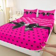 thumbnail image 3 of Manfei Black Dreamy Bow Fitted Sheet Full,Geometric Polka Dot Bed Set,3pcs,1 Fitted Sheet and 2 Pillowcases, 3 of 6
