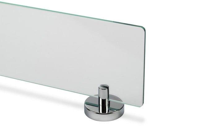 Croydex Epsom Flexi-Fix Screw or Glue Bathroom Glass Shelf with Chrome Fixings (23.2in)