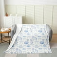 thumbnail image 2 of Erosebridal Blue Bowknot Throw Blanket for Couch , Ocean Seashell Conch Fleece Throw 90x90, 2 of 6