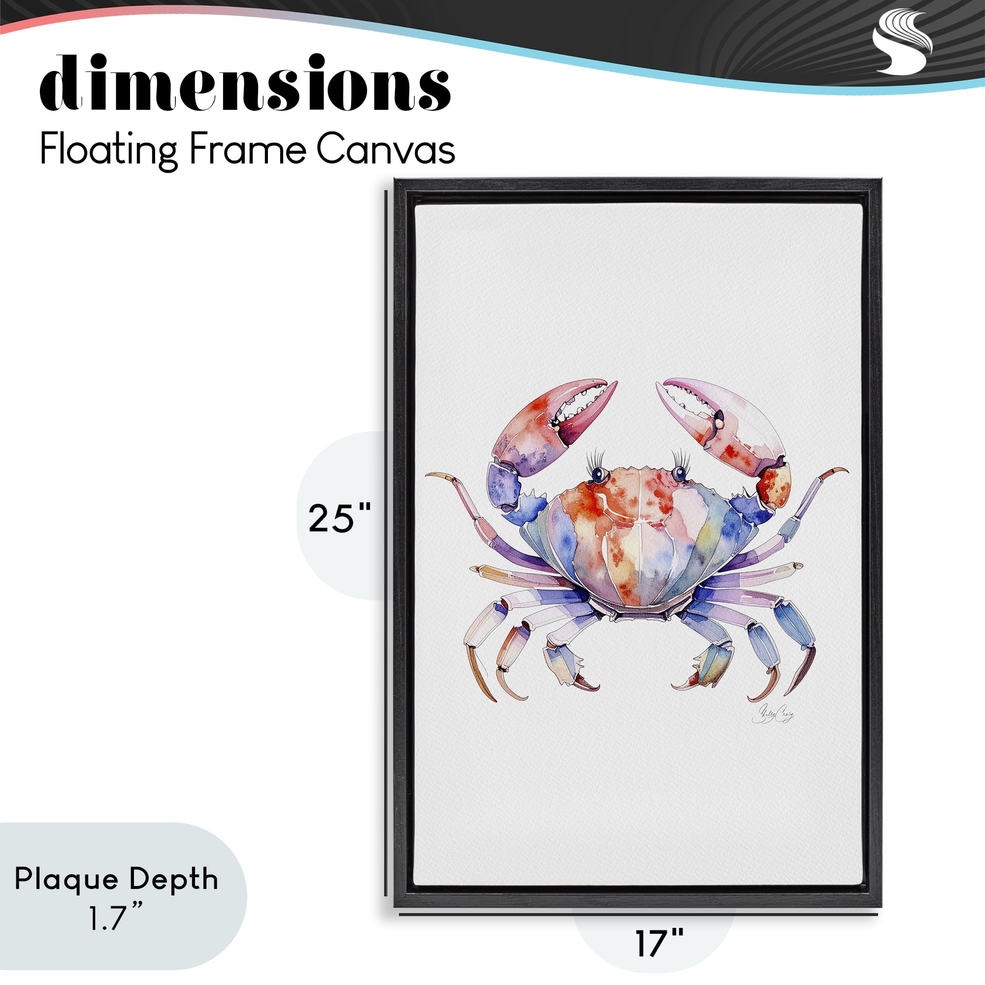 Stupell Industries Tide Dancer Crab Black Framed Floater Canvas Wall Art, design by Shelly Craig