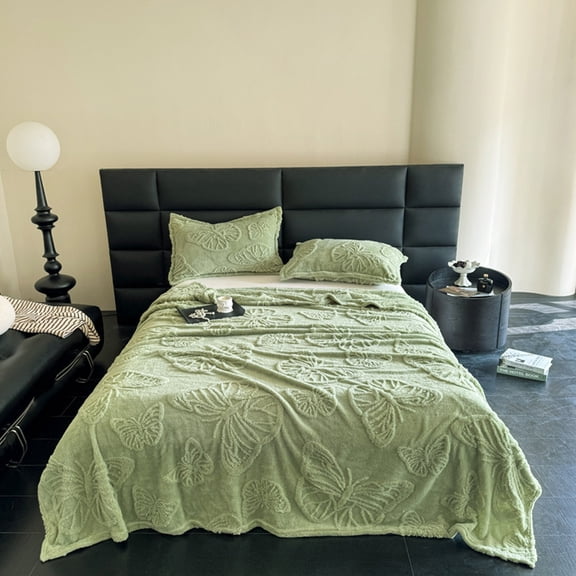 Nkmbld Throw Blanket for Bed, Solid Taffeta Comfortable Fleece Blanket Sofa Leisure Throw Blanket for Couch, Bedroom and Living Room, Green