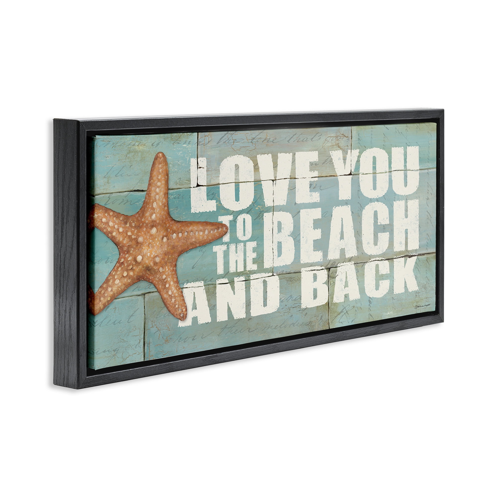 Stupell Industries Beach & Back on Bricks Animals & Insects Painting Black Floater Framed Canvas Art Print Wall Art, 25 x 11