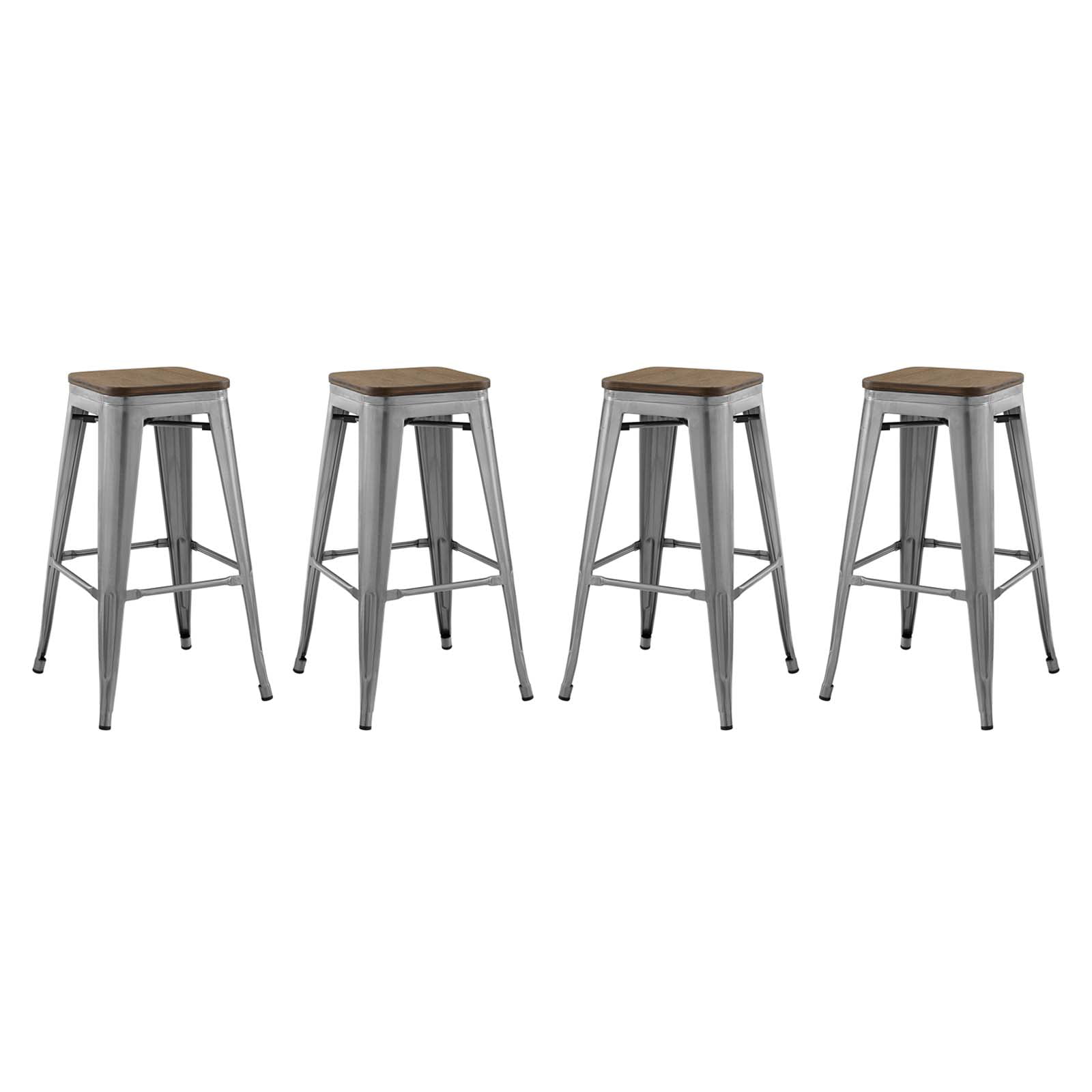 Set of 4 Metal Bar Stools Counter Pub Shop Kitchen Dining Chairs Heavy-Duty Z1F3 