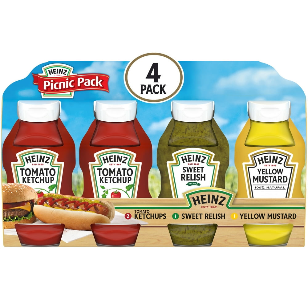 Heinz Picnic Pack Ketchup, Sweet Relish & Yellow Mustard 118 oz