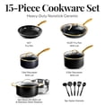 thumbnail image 2 of Gotham Steel Juego de ollas y sartenes de cerámica de 15 piezas antiadherentes, juegos de utensilios de cocina, juego de ollas y sartenes, juego de utensilios de cocina de cerámica, juego de utensilio, 2 of 5