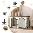 thumbnail image 4 of Hzuaneri Dog Crate Furniture, 39.4" Wooden Dog Kennel with Cushion, Indoor Dog Cage for Medium to Large Dog, Decorative Pet House Side End Table TV Stand, Heavy Duty, White Brown, 4 of 9