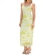 thumbnail image 1 of Vestido Midi Ajustado con Fruncido Floral para Mujer, de y de , Ideal para Invitadas de Boda, Cócteles y Salidas de Verano 2025. Amarillo M, 1 of 10