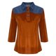 thumbnail image 5 of Camisetas de Manga Larga de Negocios Casual para las Mujeres Slim-Fitting Gold Velvet Denim Patchwork Pullover, Camisetas de Manga Larga de las Señoras para el Trabajo Diario de la Oficina, 5 of 7