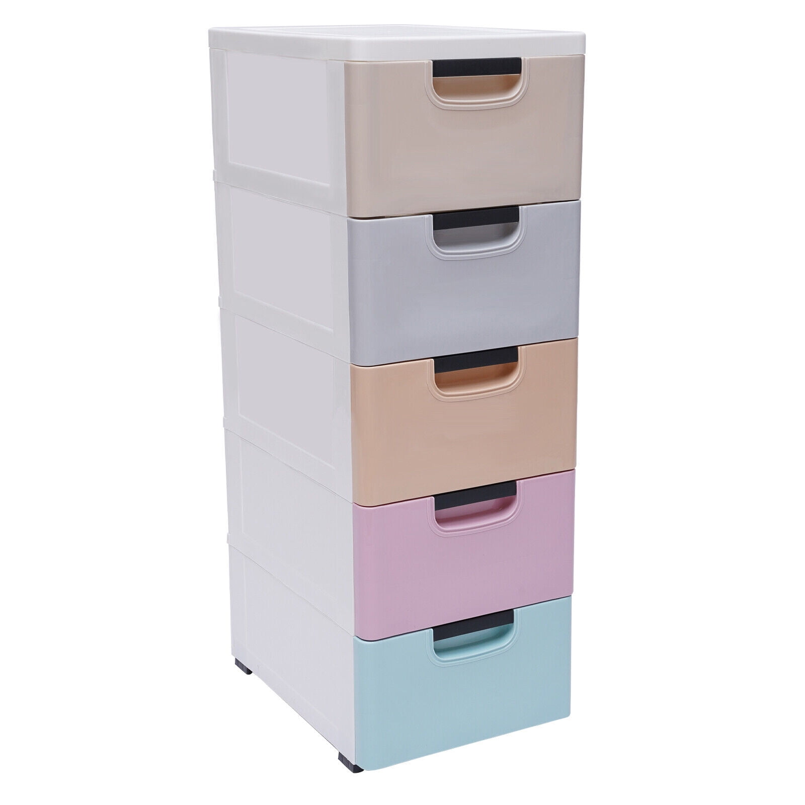 TFCFL 5 Tier Slim Storage Chest Plastic Narrow Drawers Storage Cabinet 5 Drawer Vertical Closet Organizer