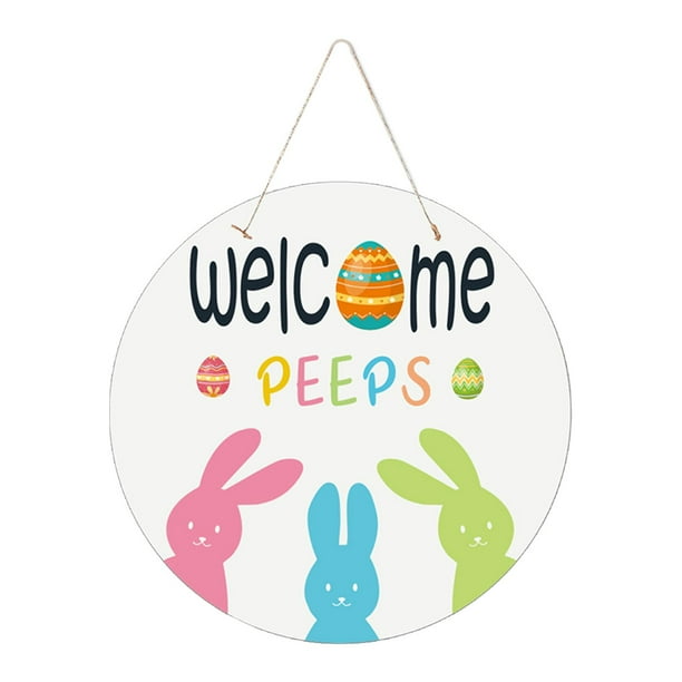 Letrero de puerta con decoración de Pascua, letrero de conejo de Pascua para decoración del hogar y el patio Estilo D