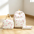 thumbnail image 2 of Bow Backpack Bow Backpack 3Pcs Set for Girls,Aesthetic Daypack Rucksack,Cute Kawaii Backpack Set,Aesthetic Daypack Bow Rucksack (White Pink Bow print), 2 of 5