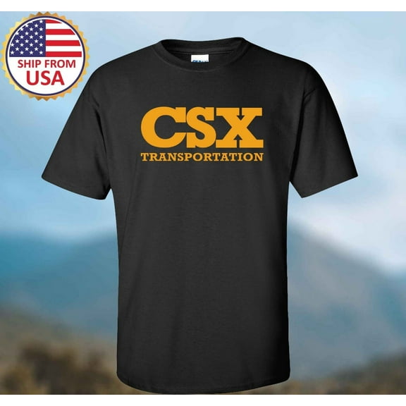 CSX Transportation Railroad Men's Black T-shirt Size S-5XL