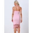 thumbnail image 3 of Unique Bargains Women's Halter Straps Sleeveless Tassels Evening Gown Bodycon Long Dress XS Light Pink, 3 of 6