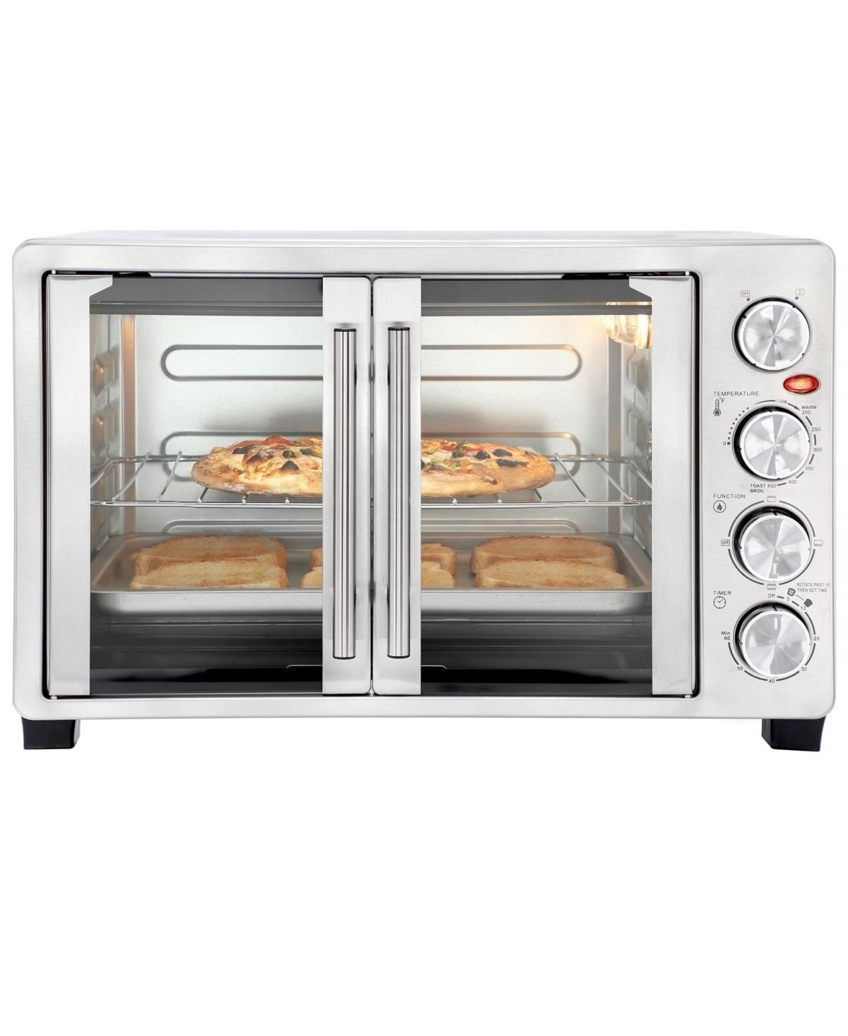 30 Quart French Door Multi-Function Electric Toaster Oven, Countertop Convection Oven with Stainless Steel Heating Elements, Timer with Bell Ring