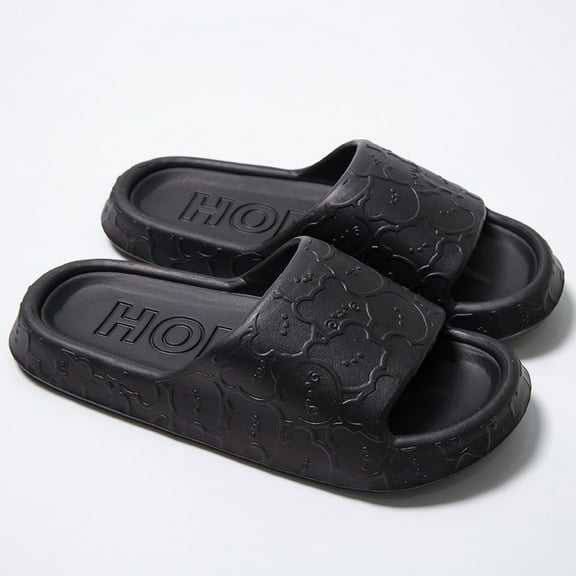Nvzi -b Slippers for Women and Men Non Slip Quick Drying Shower Slides Bathroom Sandals ，Ultra Cushion ，Thick Sole（Size：42-43，Black）