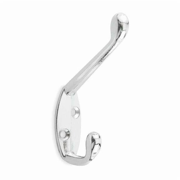 Manufacturer Varies Coat Hook, Silver, Zinc, 2 in D 1XNE4