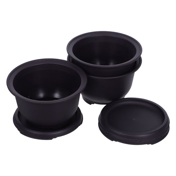 RENACLIPY Versatile Black PP Plant Pots for Bonsai Succulents with Drainage Tray