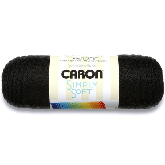 Caron Simply Soft Yarn, Black, 6oz(170g), 315 Yards, Medium, Acrylic