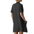 thumbnail image 4 of DYMADE Womens Summer Short Sleeve Linen Cotton Buttons Loose Pockets T Shirt Dress, 4 of 4