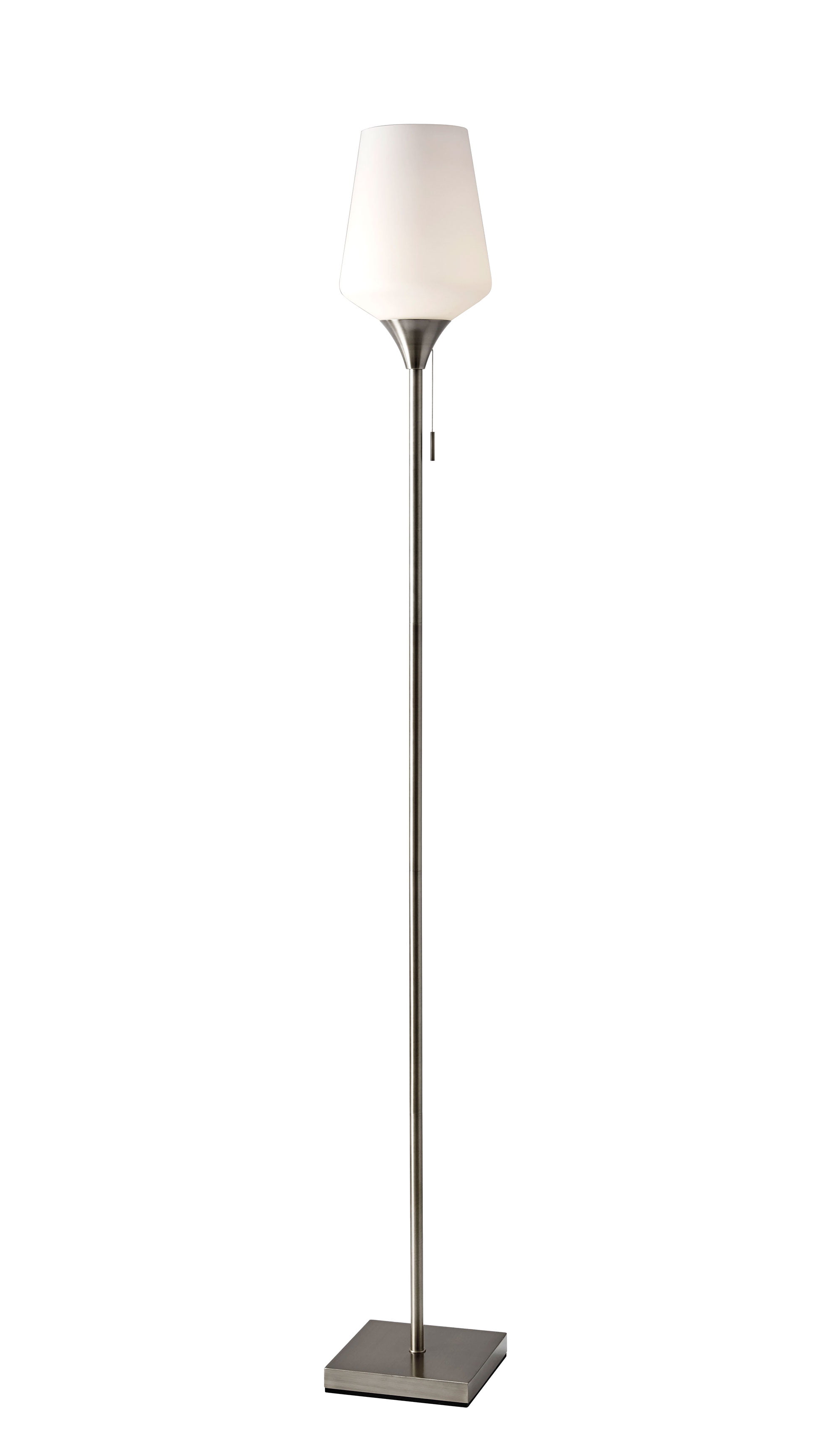 Floor Lamp Black Shade Contemporary Opal Slim Industrial Silver White Table 