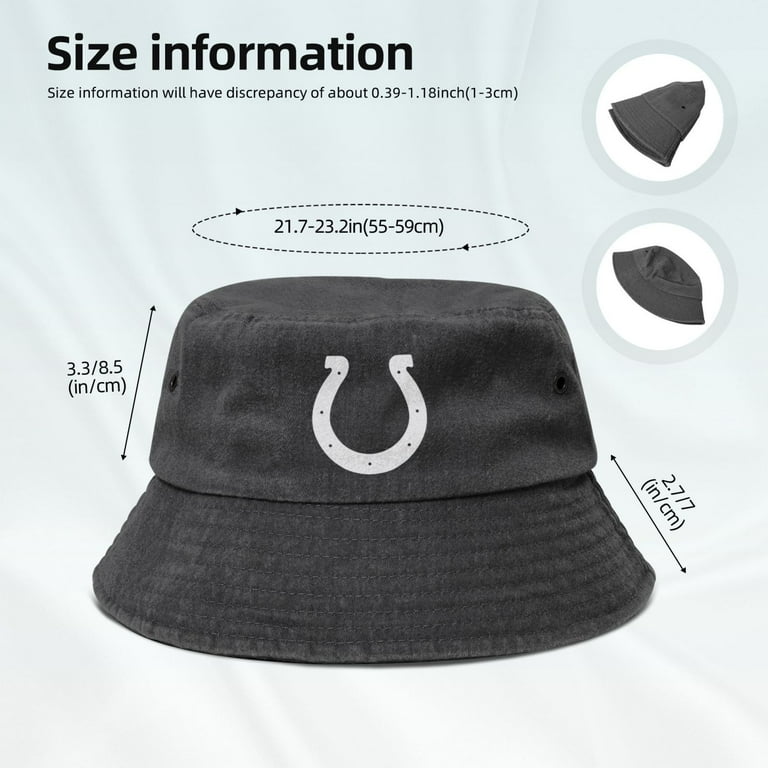 Indianapolis Colts Bucket Hat for Men Women Summer Fishing Hat Wide Brim Sun Hat Travel Beach Outdoor Cap Lightweight Fishman Cap Black